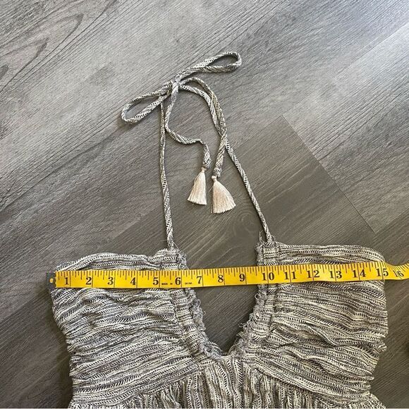 Promesa Halter Midi Dress Black Cream Back Tie Boho Vacation - Picture 10 of 12